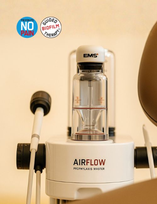 Guided Biofilm Therapy GBT airflow teeth cleaning at Dentalis Singapore