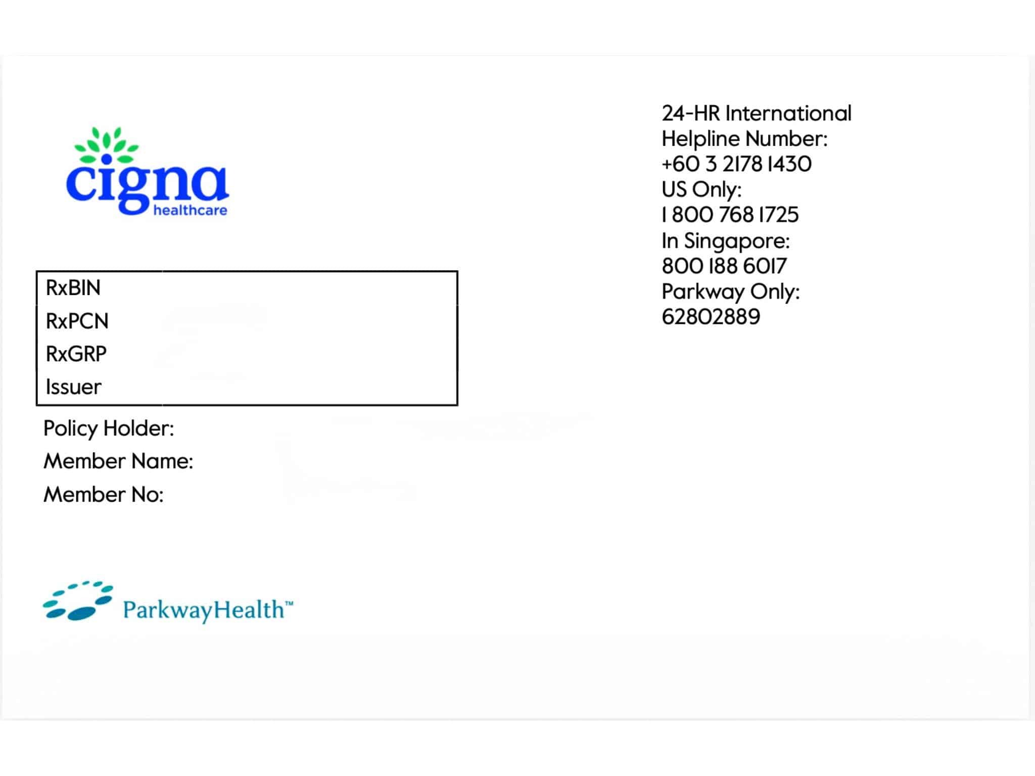 Cigna Healthcare and ParkwayHealth insurance card — self-claim pathway for dental treatment in Singapore